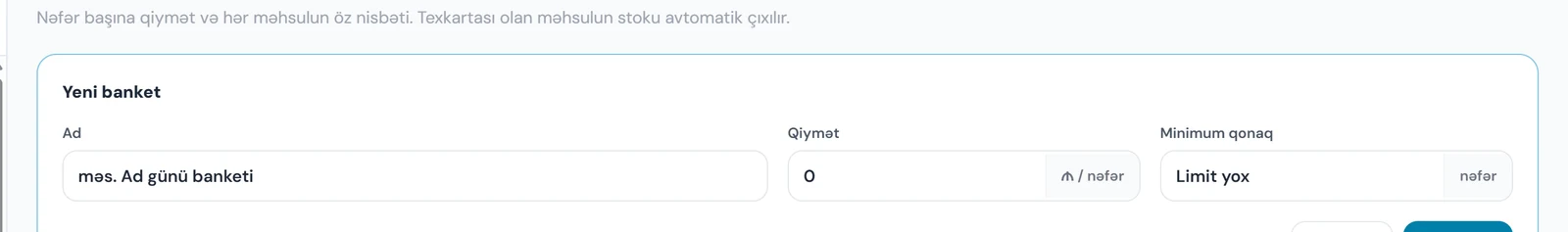 Yeni banket forması