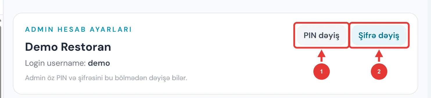 Admin hesab ayarları